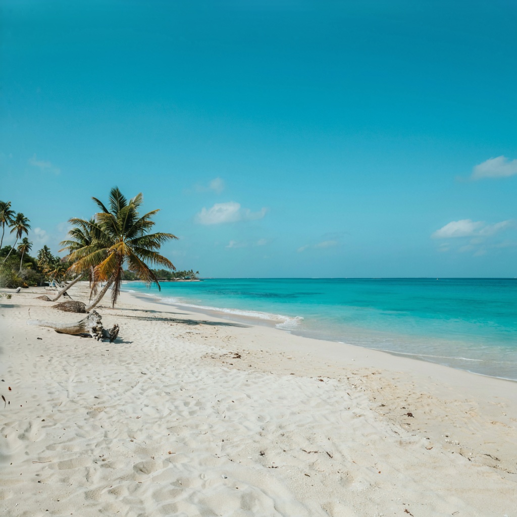 A tropical beach scene with no people