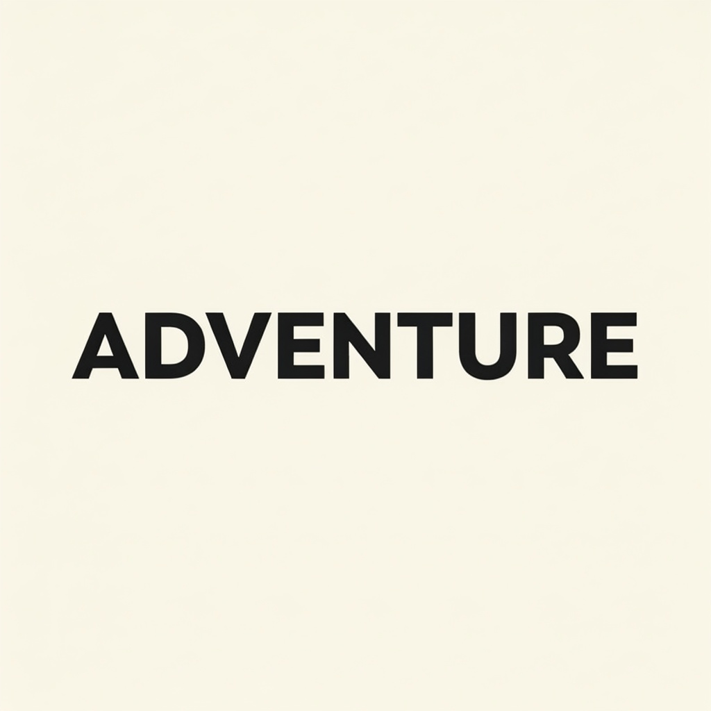 The word 'ADVENTURE' in big bold letters centered on a plain