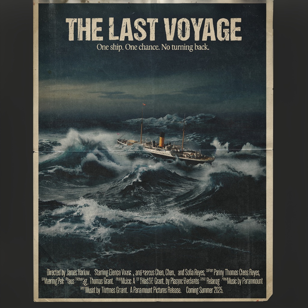 A vintage movie poster for 'THE LAST VOYAGE' featuring a tag