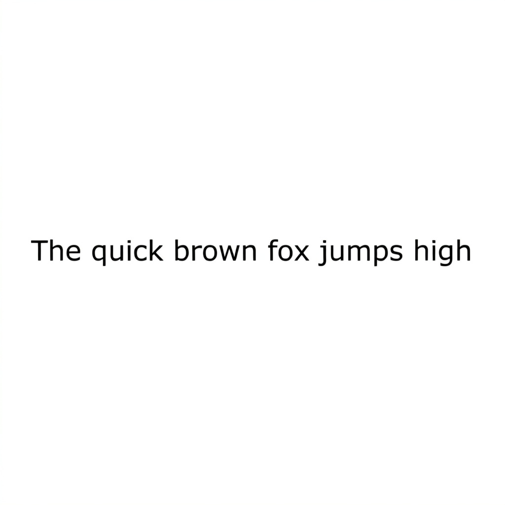 The sentence 'The quick brown fox jumps high' in clean black