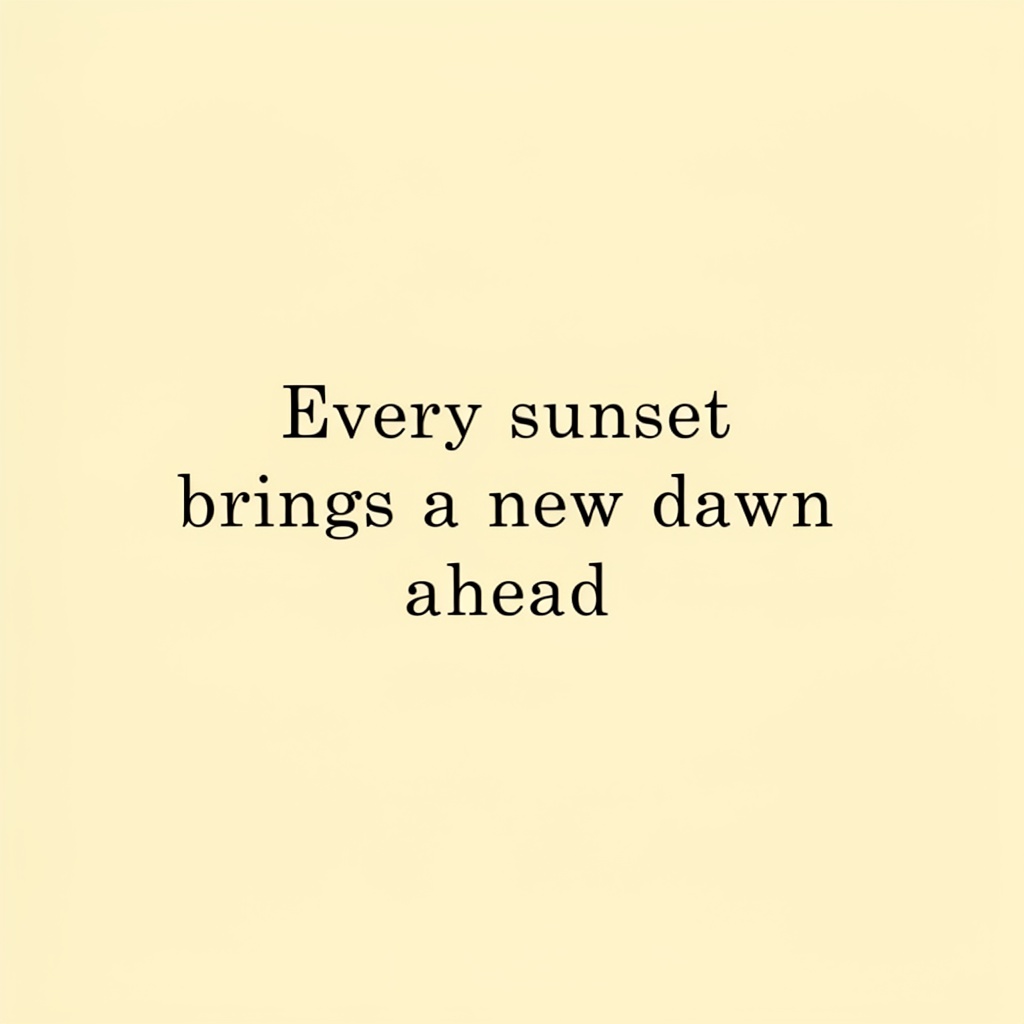 'Every sunset brings a new dawn ahead' written neatly on a p