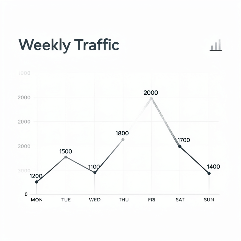 A simple line graph showing daily website visitors over one 