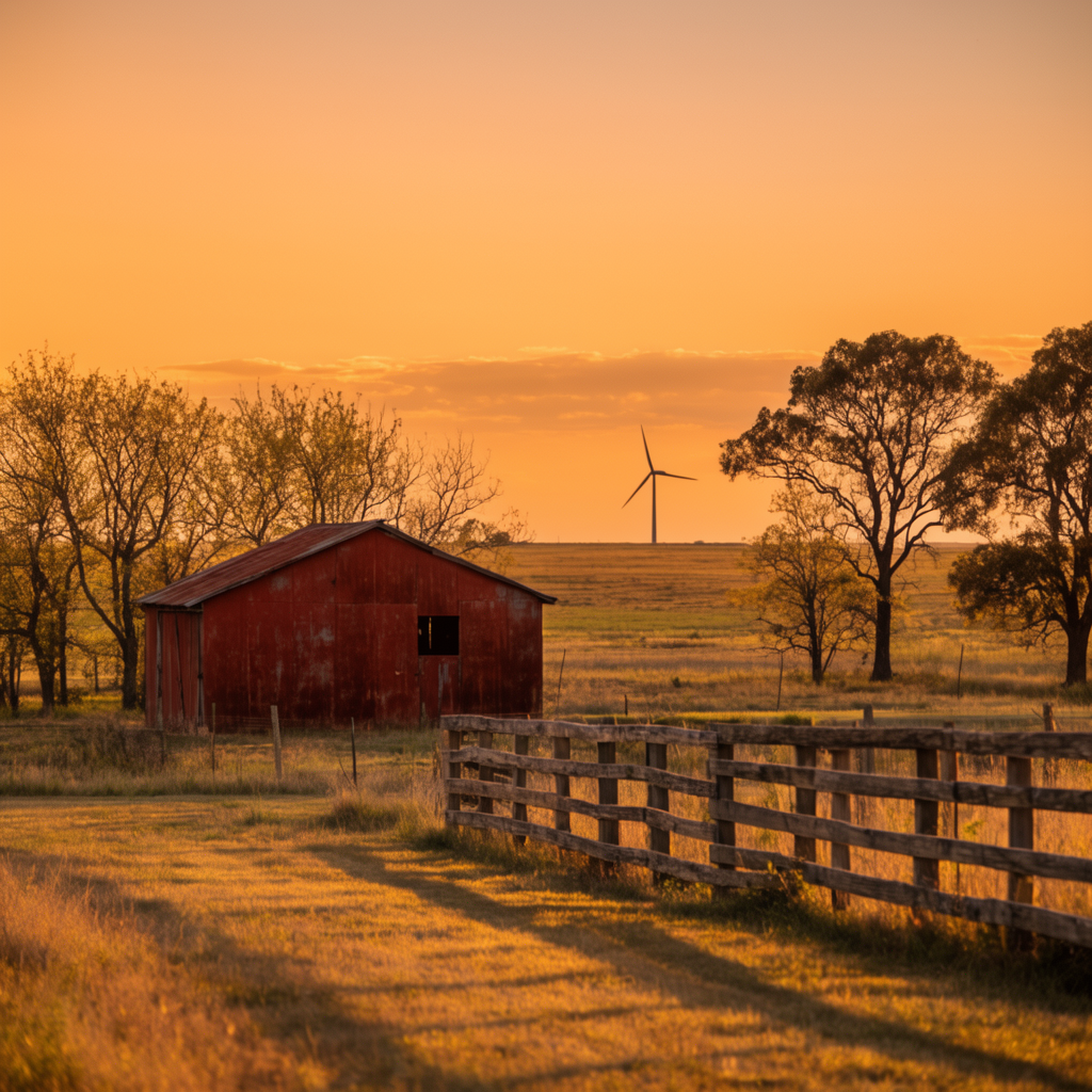 A landscape photograph bathed in golden hour light — long wa