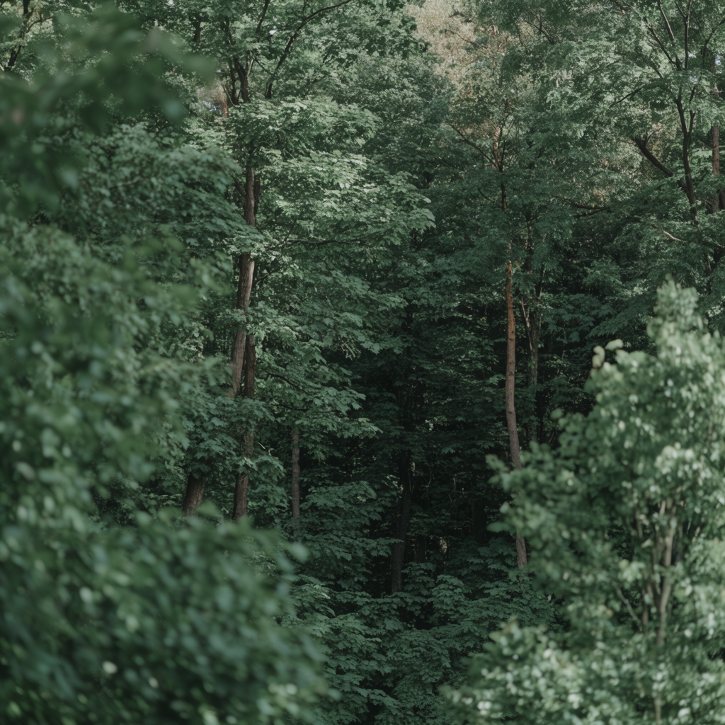A forest scene where the foliage is precisely #2D5F2D (dark 