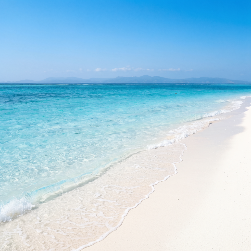 A tropical beach scene with no people