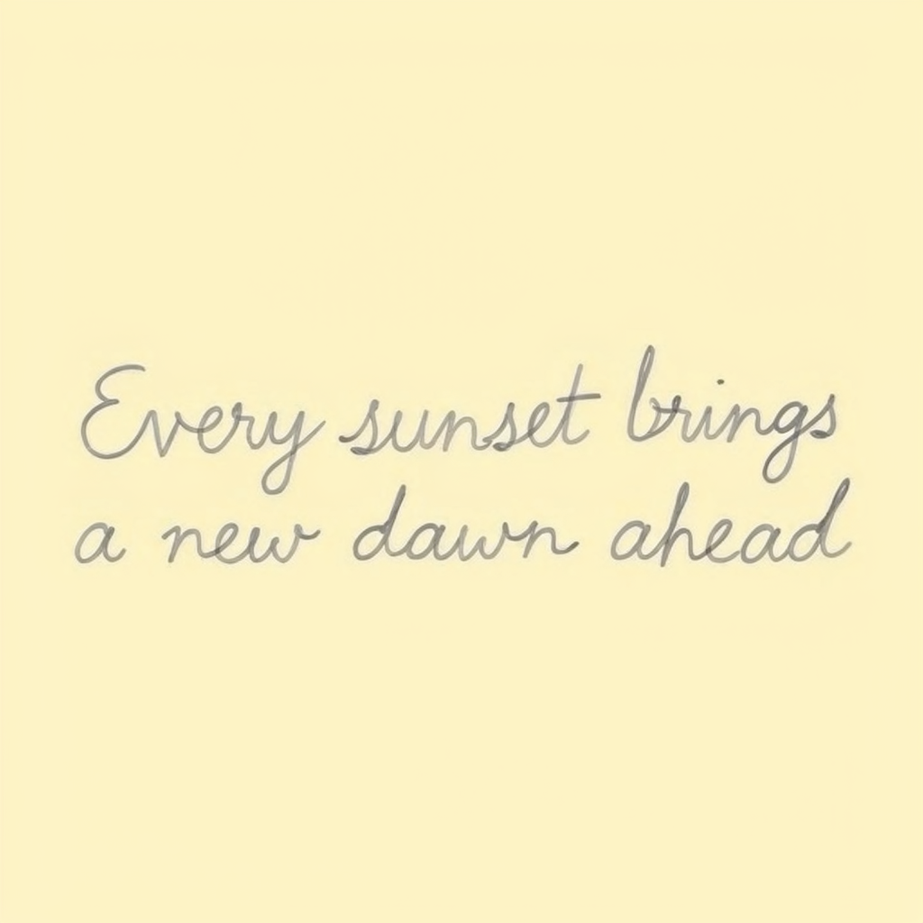 'Every sunset brings a new dawn ahead' written neatly on a p