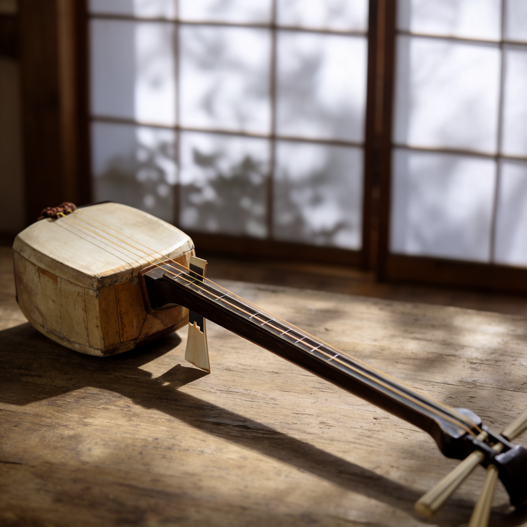 A traditional Japanese shamisen instrument with accurate thr