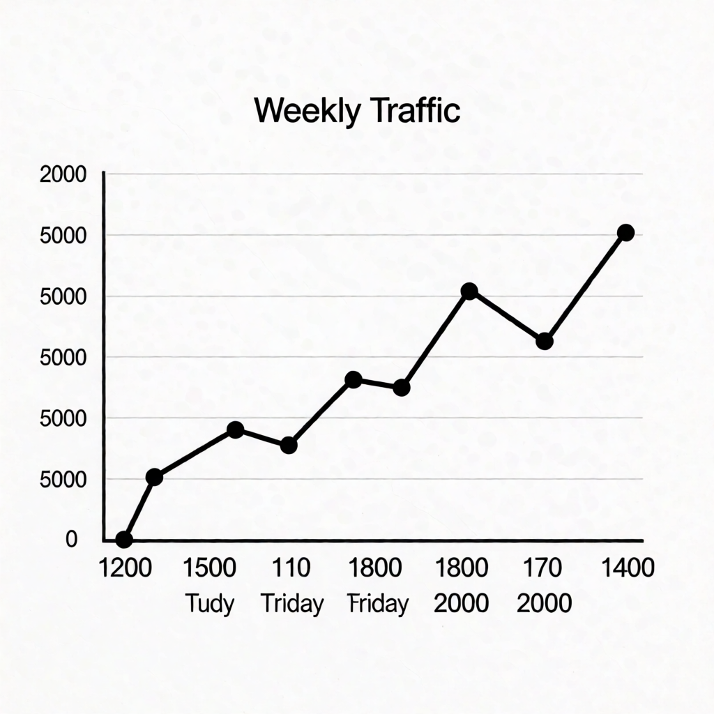 A simple line graph showing daily website visitors over one 