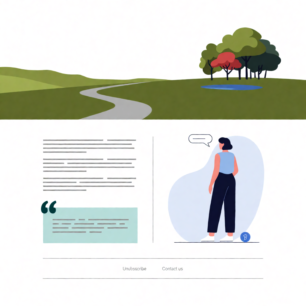 A newsletter layout with a banner image header, a two-column