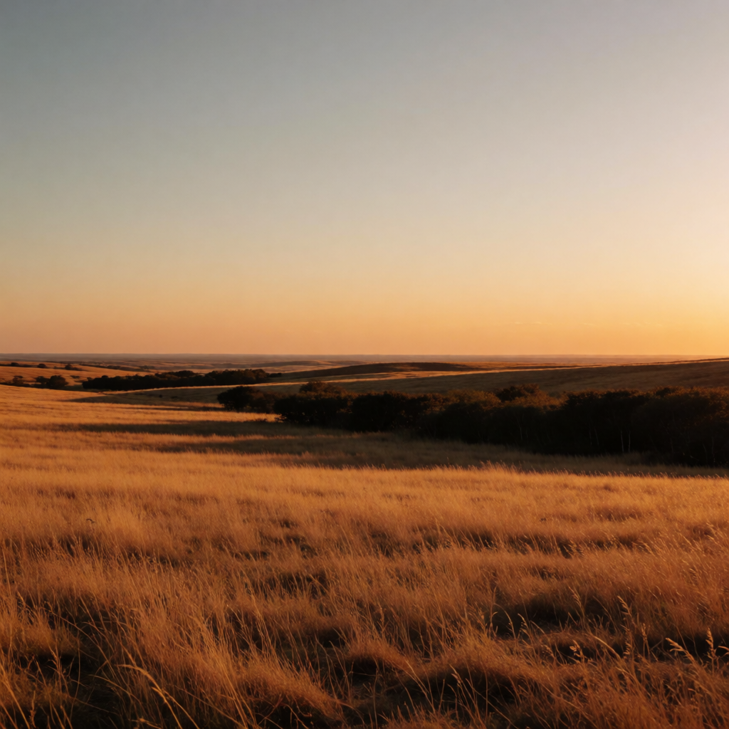 A landscape photograph bathed in golden hour light — long wa