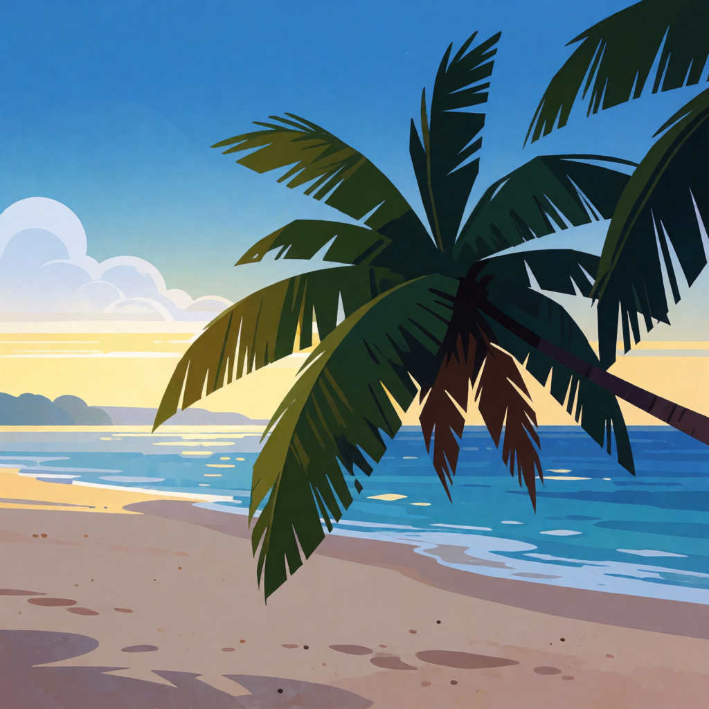 A tropical beach scene with no people