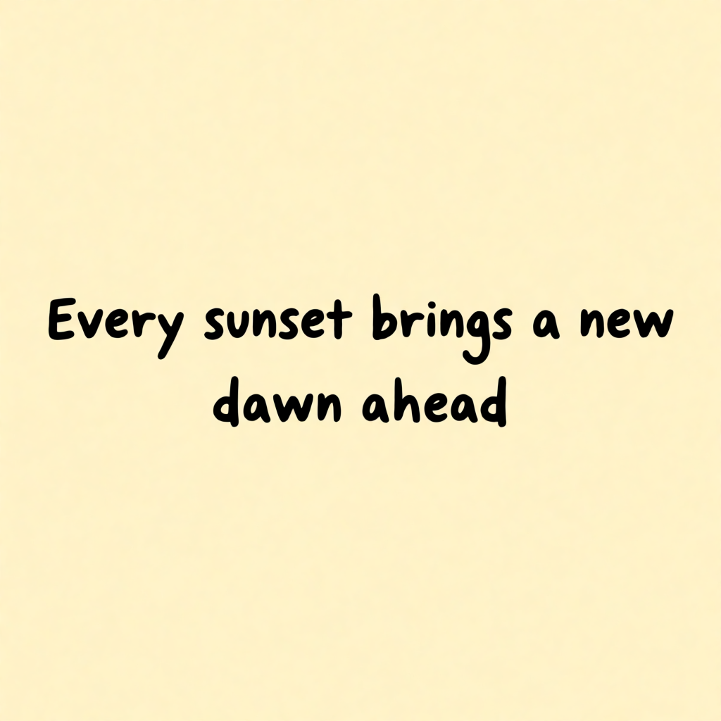 'Every sunset brings a new dawn ahead' written neatly on a p