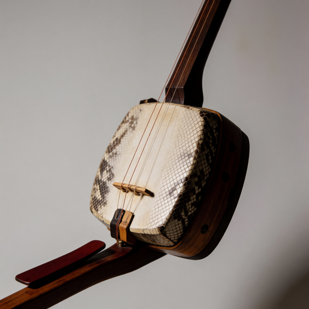 A traditional Japanese shamisen instrument with accurate thr