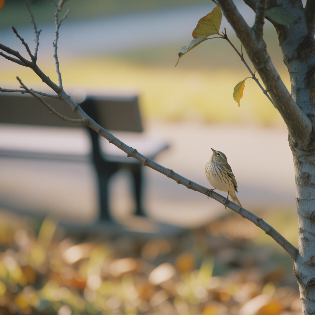 A bird perched on a branch, the branch extending from a tree