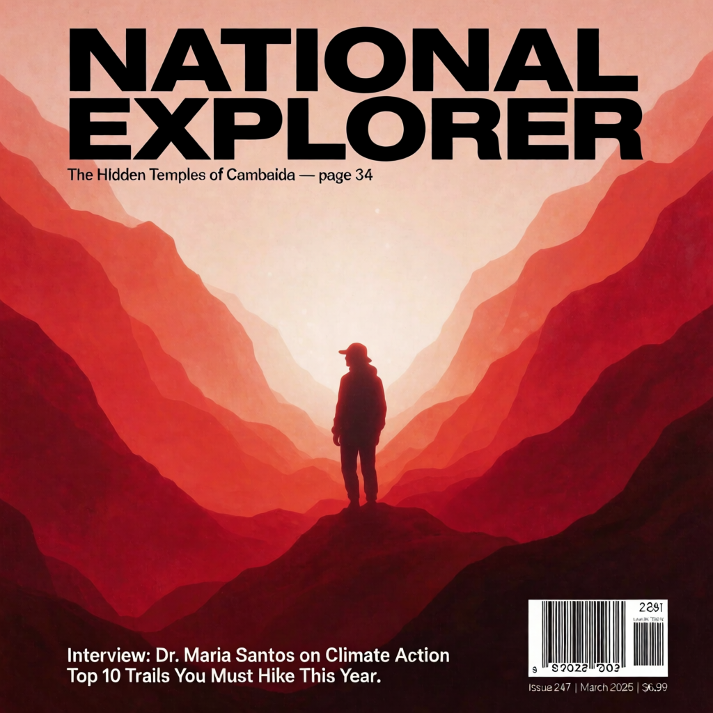 A magazine cover titled 'NATIONAL EXPLORER' with cover lines