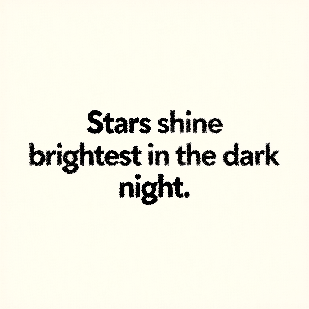 'Stars shine brightest in the dark night' displayed on a cle