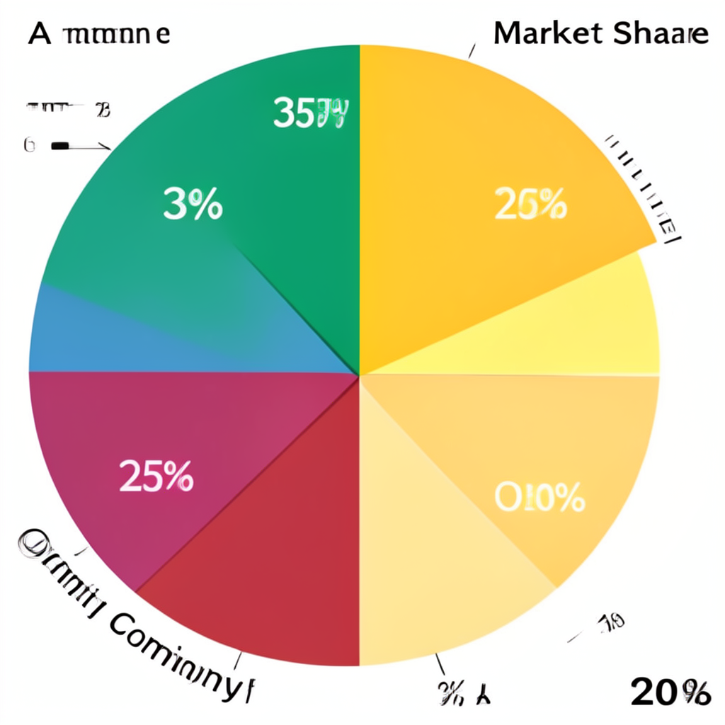 A pie chart showing market share: Company A 35%, Company B 2