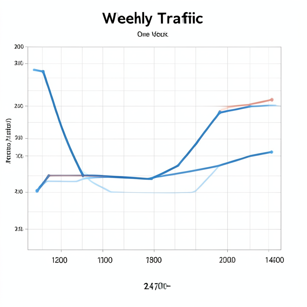 A simple line graph showing daily website visitors over one 