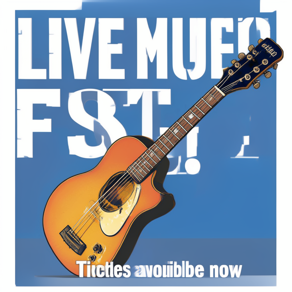 An event poster featuring a guitar illustration, the headlin