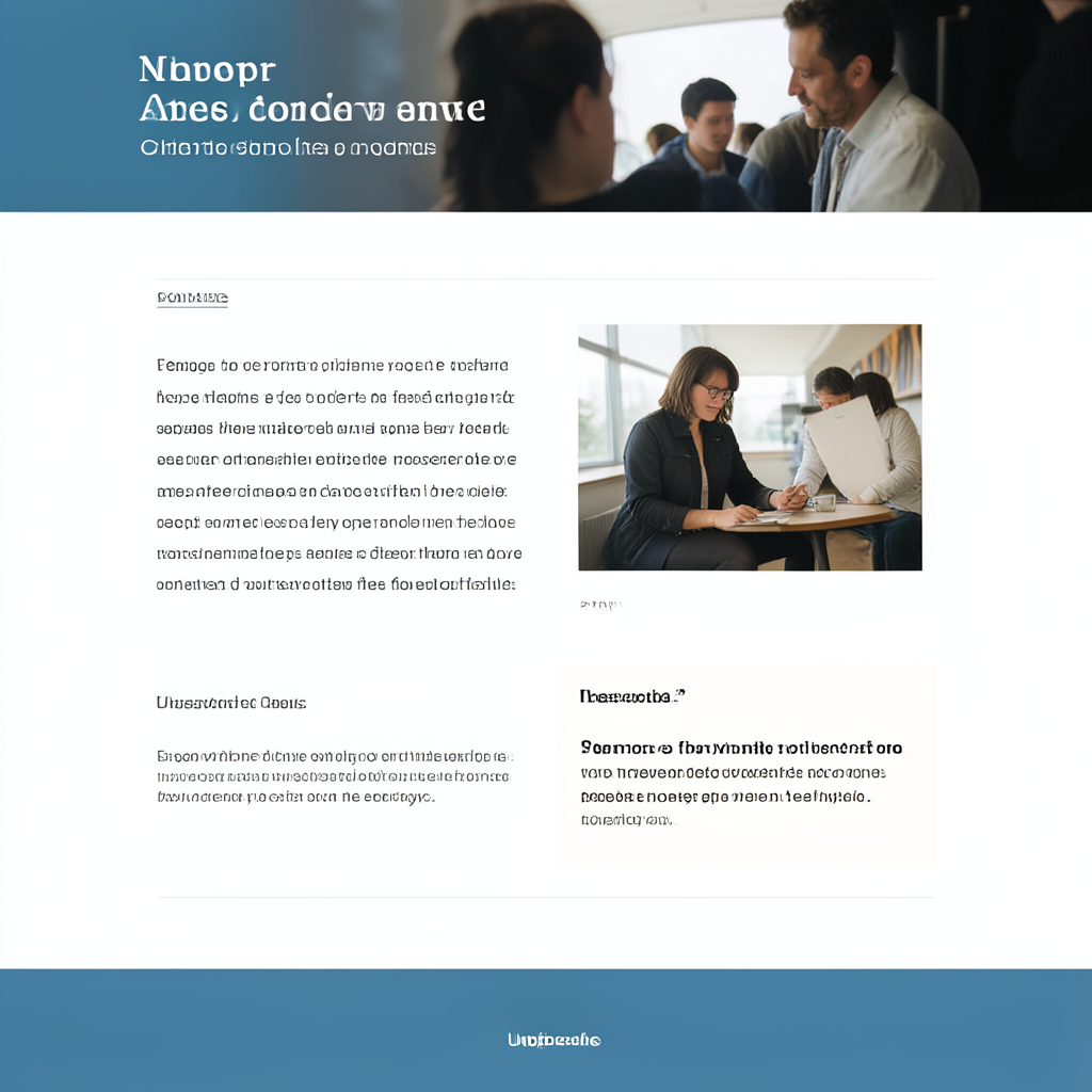 A newsletter layout with a banner image header, a two-column