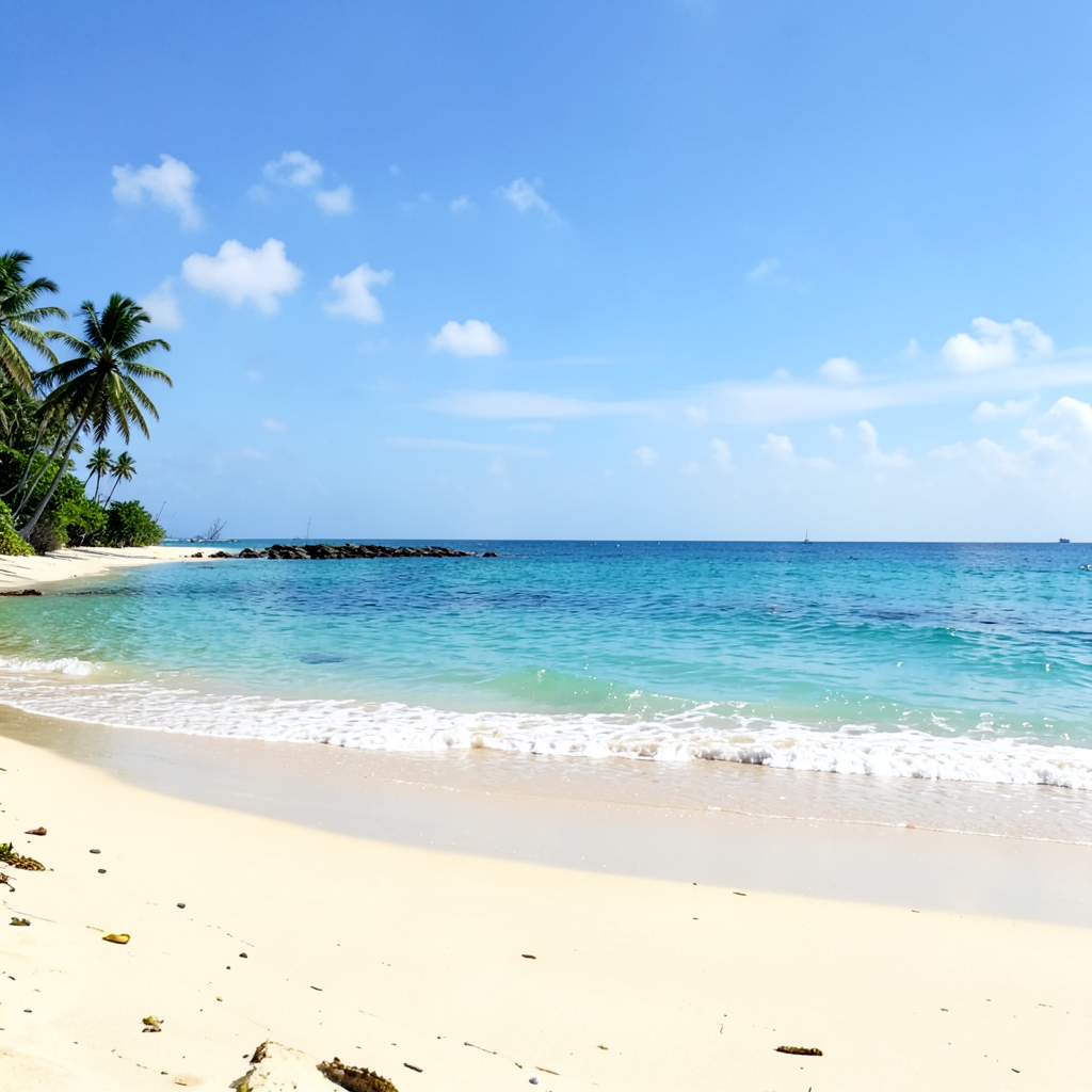 A tropical beach scene with no people