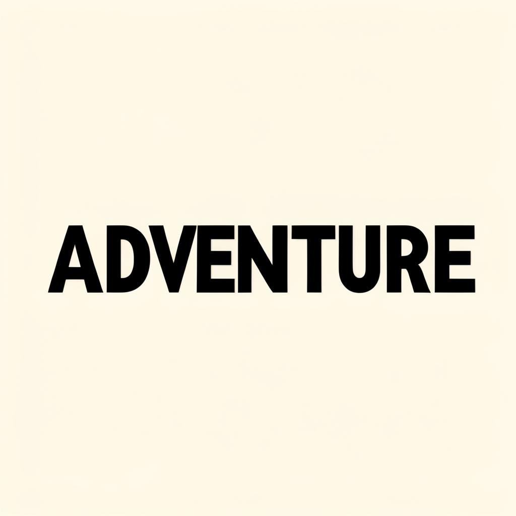 The word 'ADVENTURE' in big bold letters centered on a plain