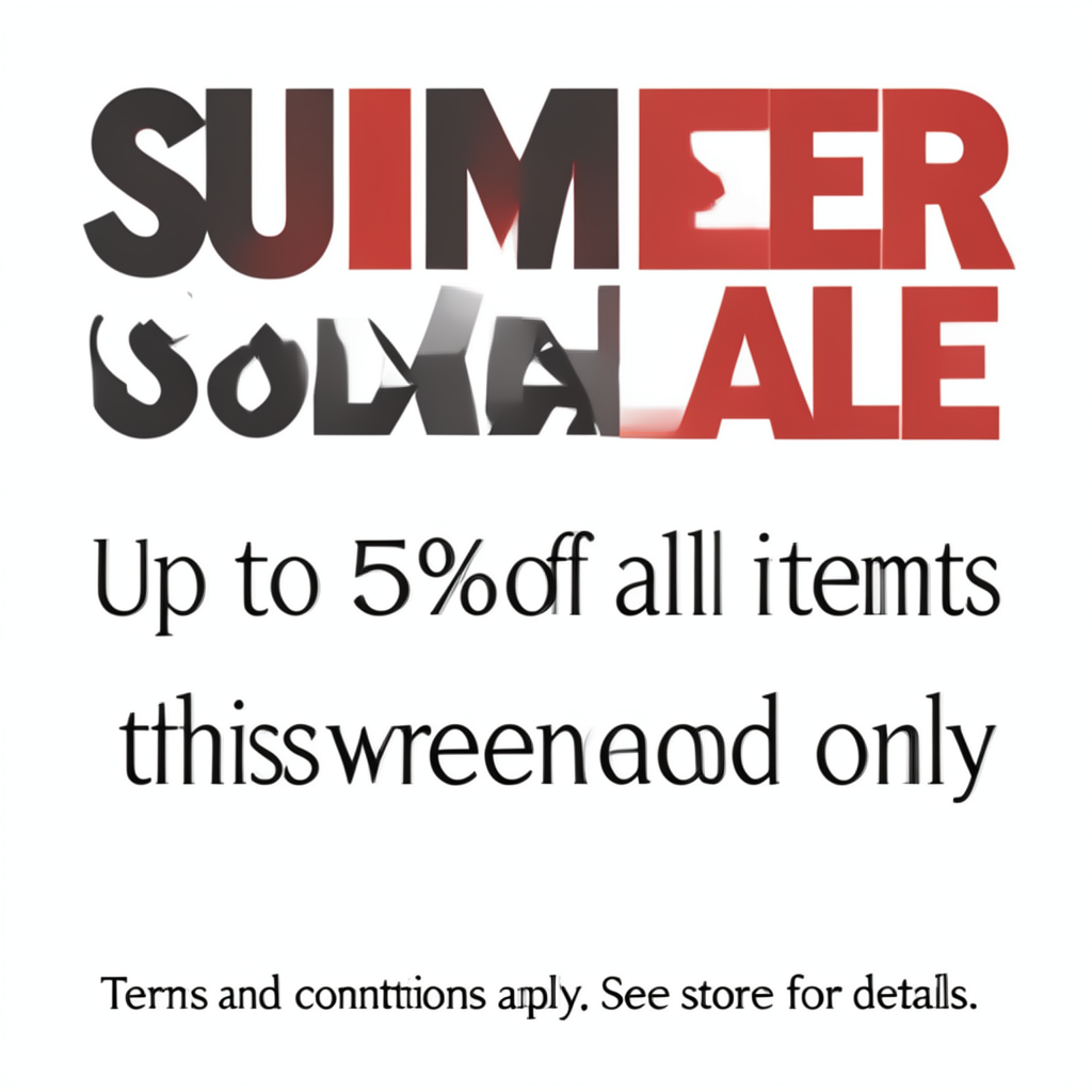 A poster with headline 'SUMMER SALE' in large bold text, bod