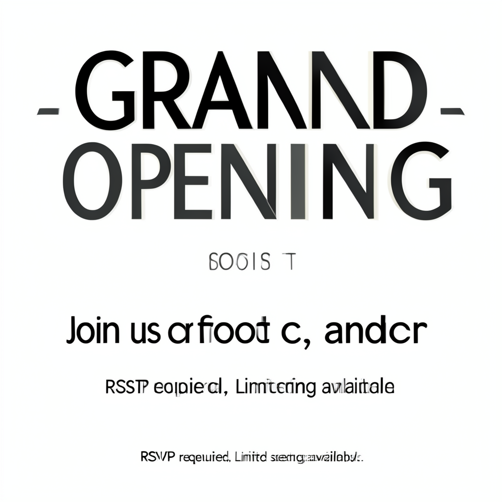 A flyer with large title 'GRAND OPENING', subtitle 'Join us 