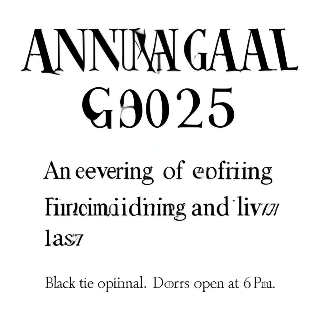 An event banner with headline 'ANNUAL GALA 2025' at the top 