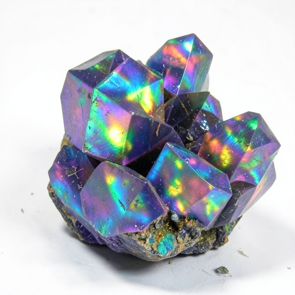 A specimen of bismuth crystal showing accurate iridescent ox