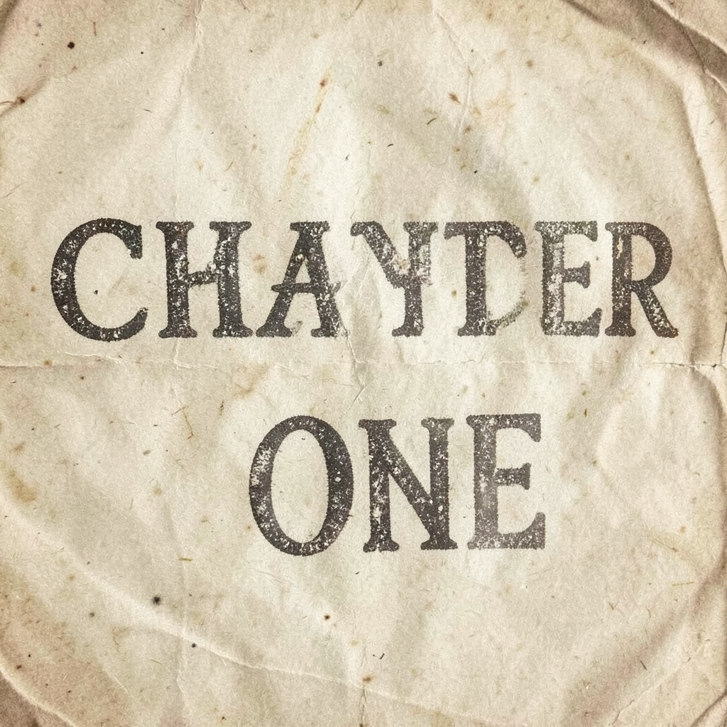 The word 'CHAPTER ONE' typed on aged paper with a vintage typewriter font, complete with slightly uneven ink