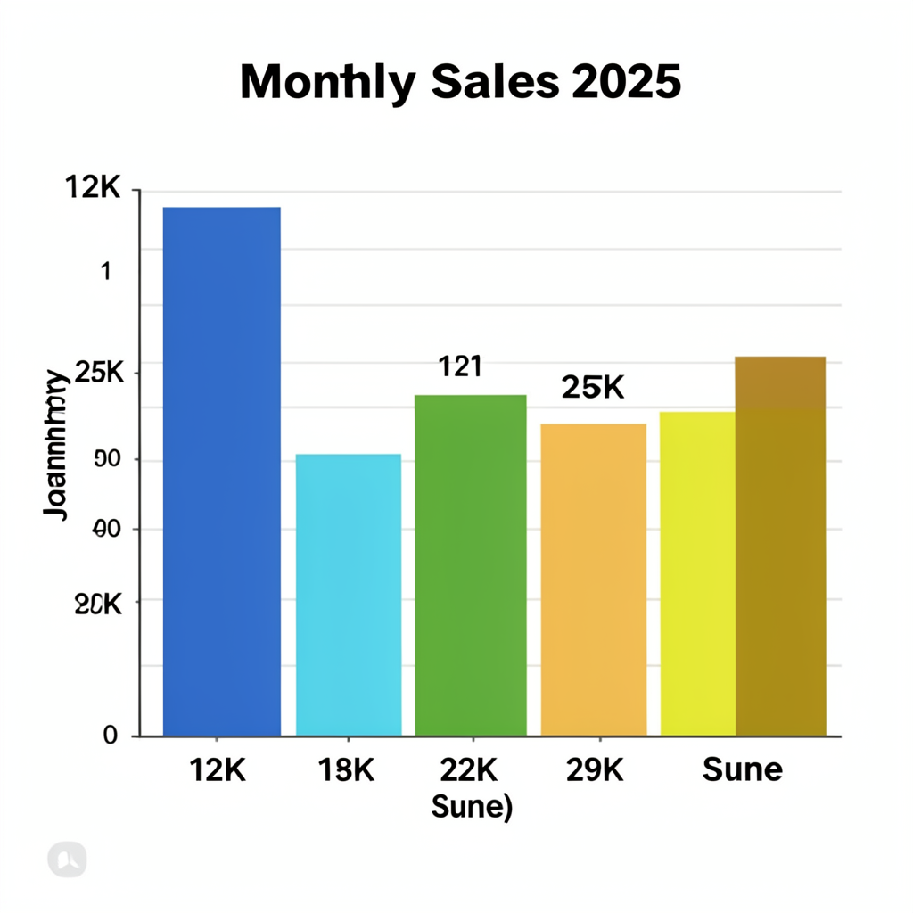A bar chart showing monthly sales for January through June w