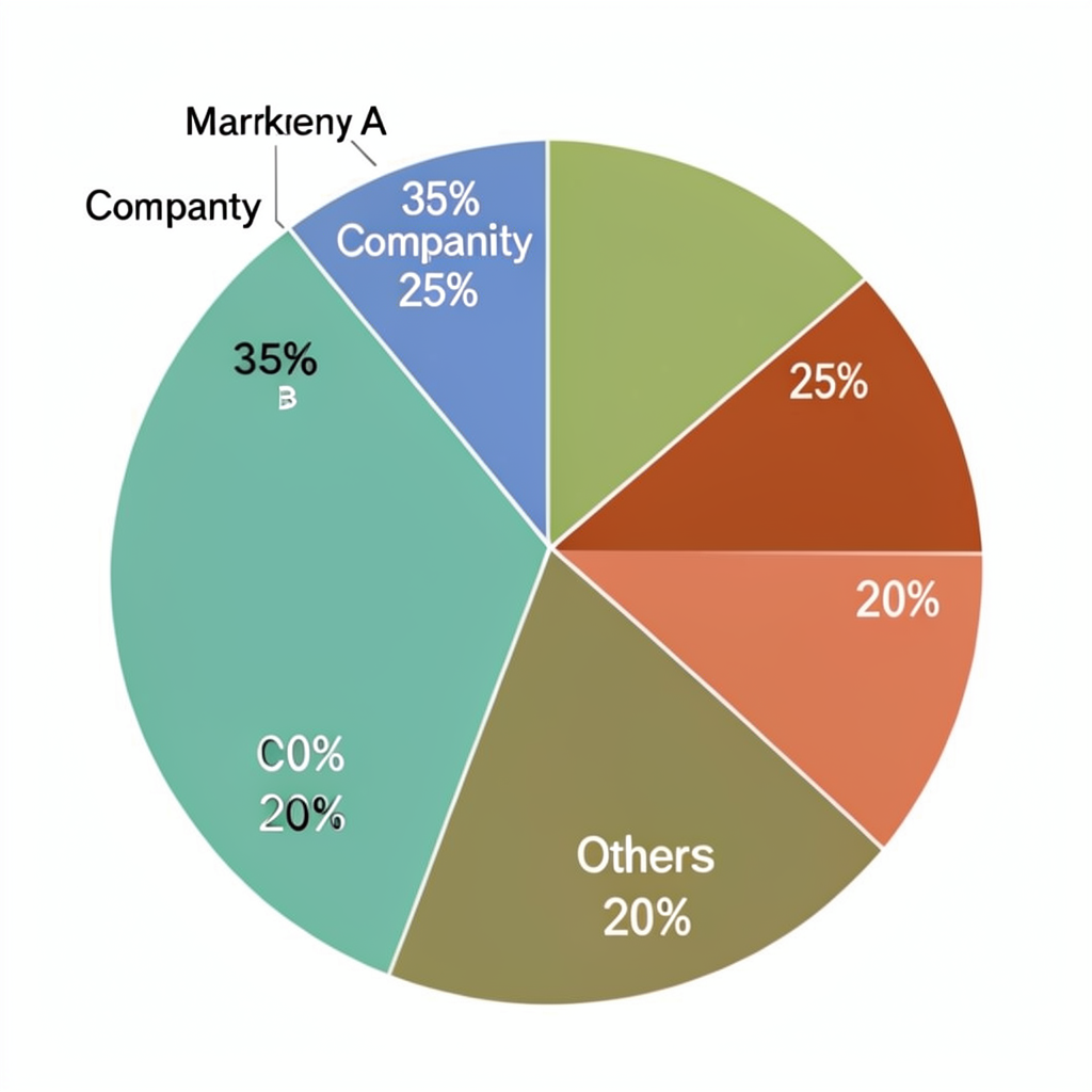 A pie chart showing market share: Company A 35%, Company B 2