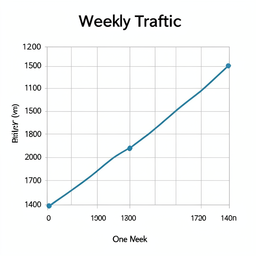 A simple line graph showing daily website visitors over one 
