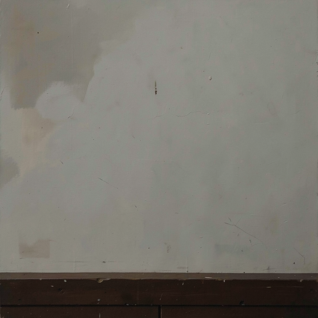 A still life painted in anxious minimalism — sparse composit
