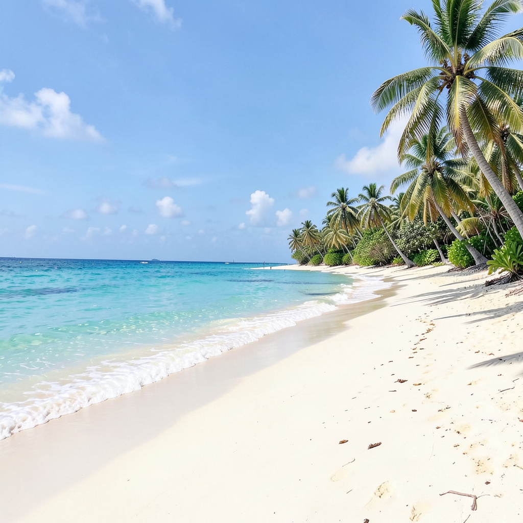 A tropical beach scene with no people