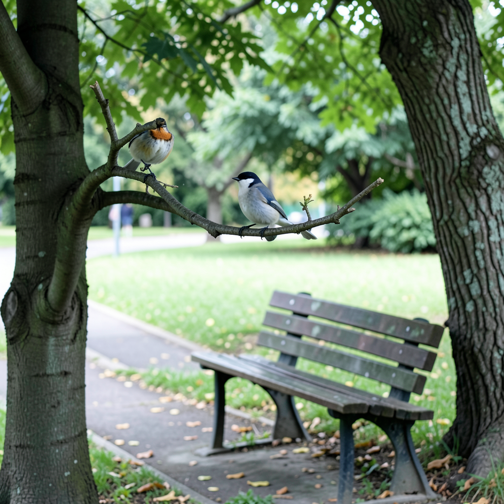 A bird perched on a branch, the branch extending from a tree