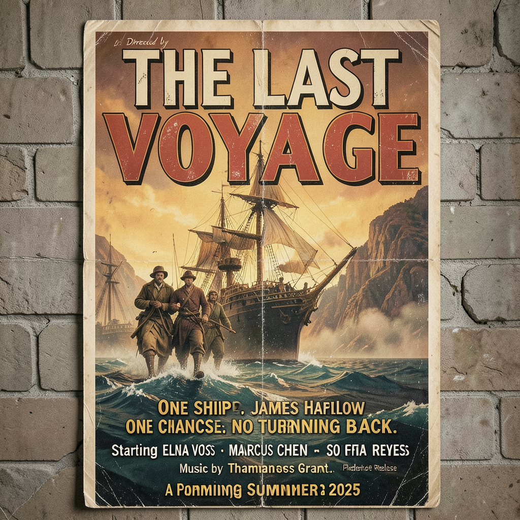 A vintage movie poster for 'THE LAST VOYAGE' featuring a tag