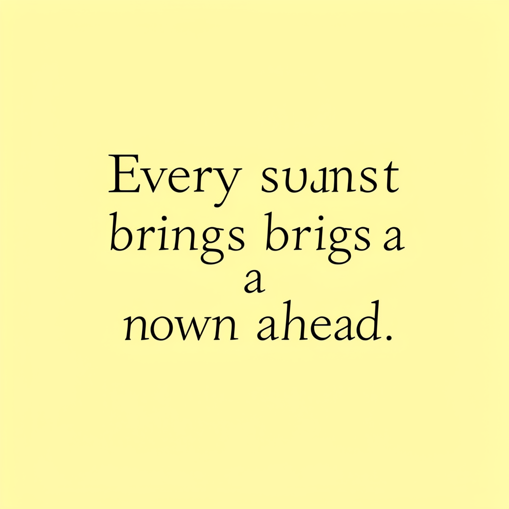 'Every sunset brings a new dawn ahead' written neatly on a p