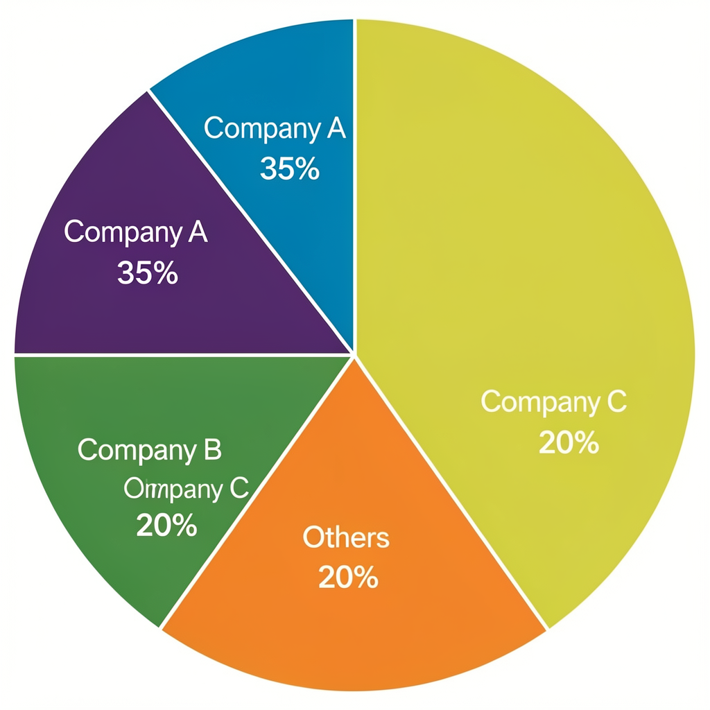 A pie chart showing market share: Company A 35%, Company B 2