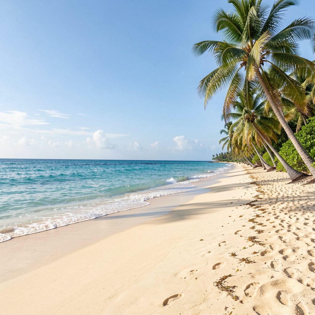 A tropical beach scene with no people