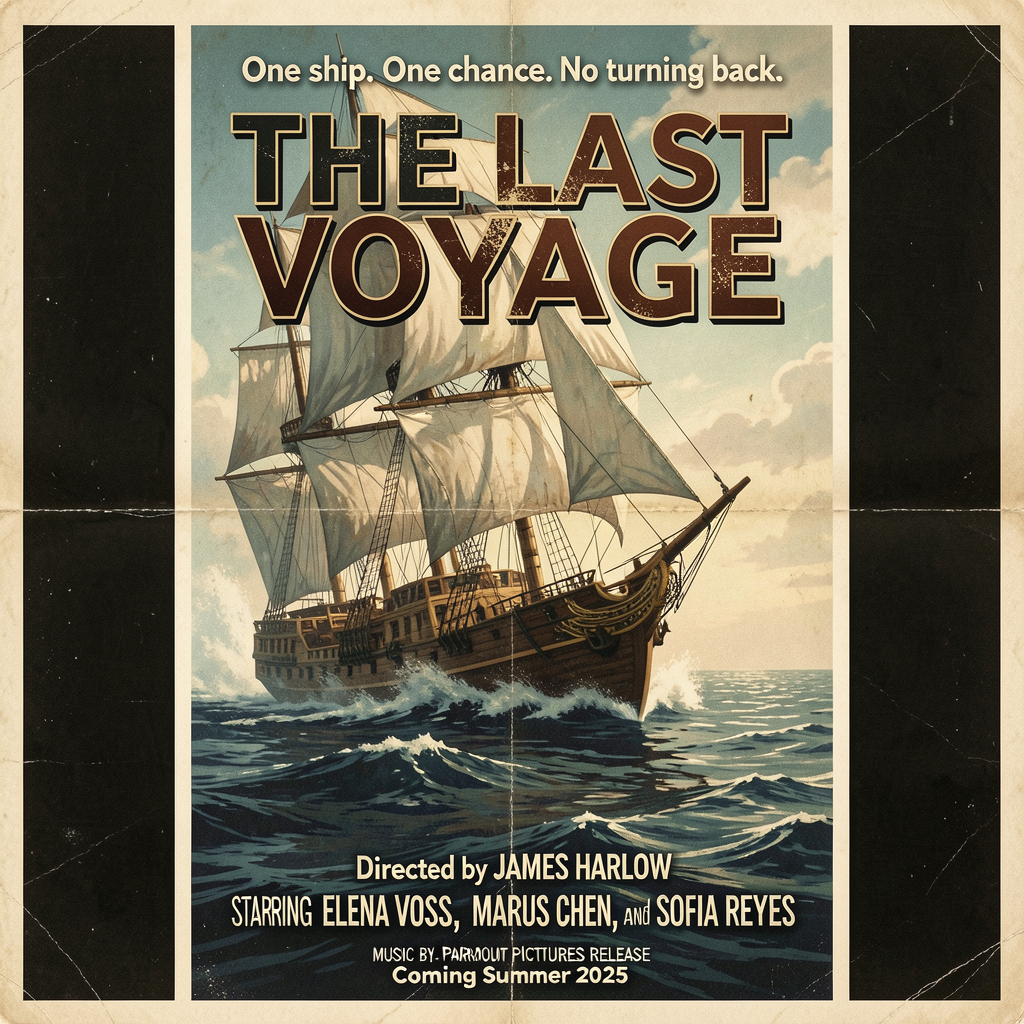A vintage movie poster for 'THE LAST VOYAGE' featuring a tag