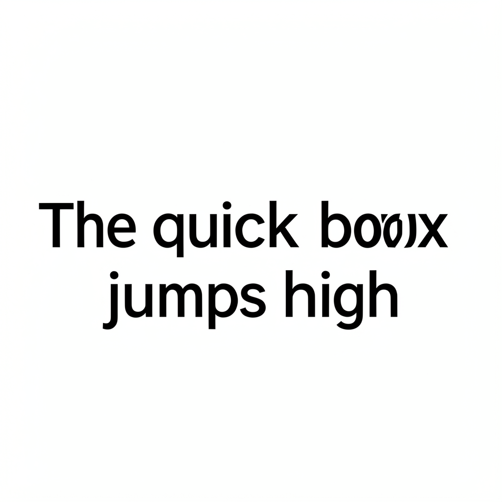 The sentence 'The quick brown fox jumps high' in clean black