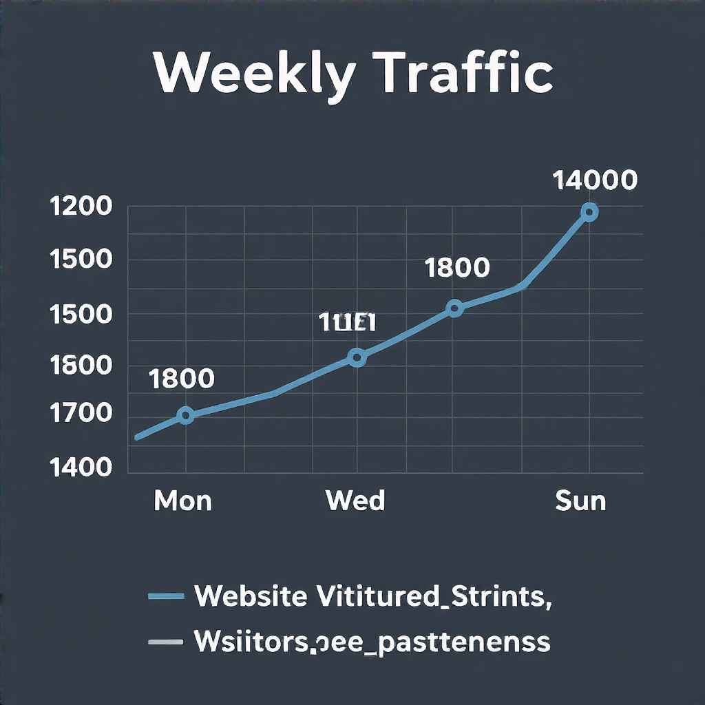 A simple line graph showing daily website visitors over one 