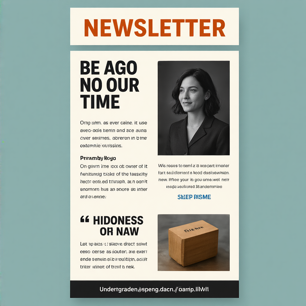 A newsletter layout with a banner image header, a two-column