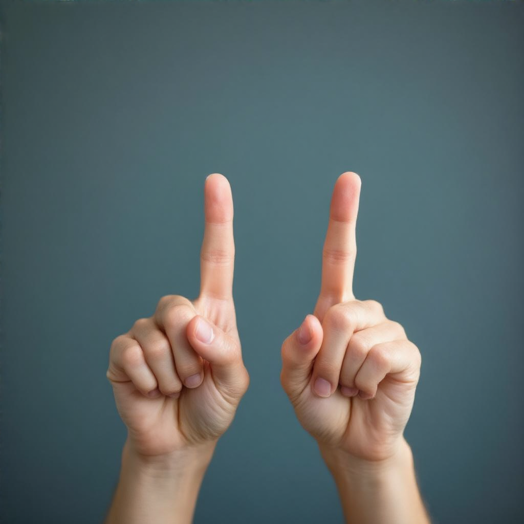 A person counting to three on their fingers, with index, mid