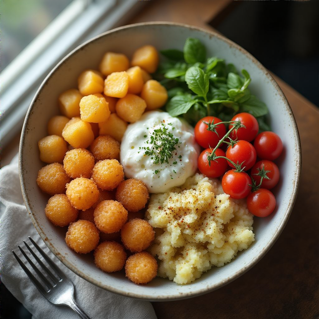 A food photograph shot from above at 35mm f/2.8 with natural