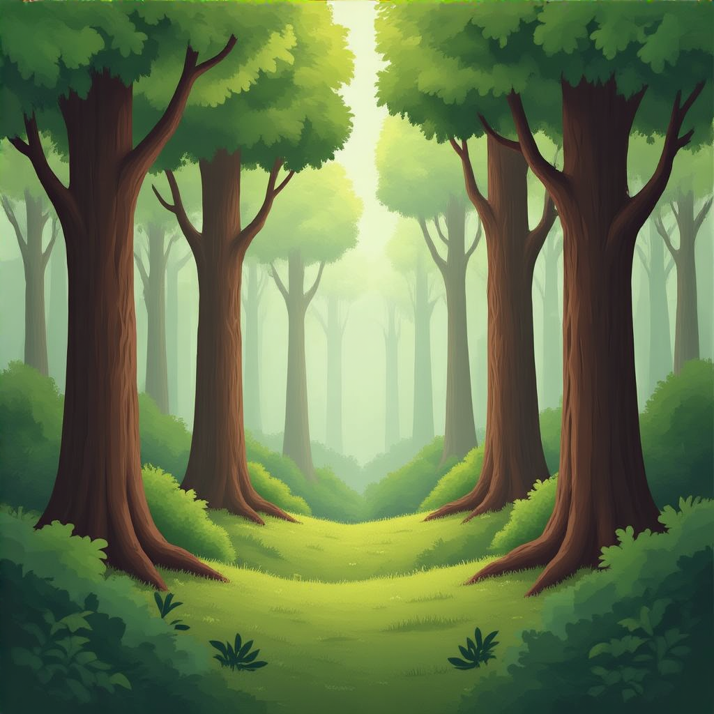A forest scene where the foliage is precisely #2D5F2D (dark 