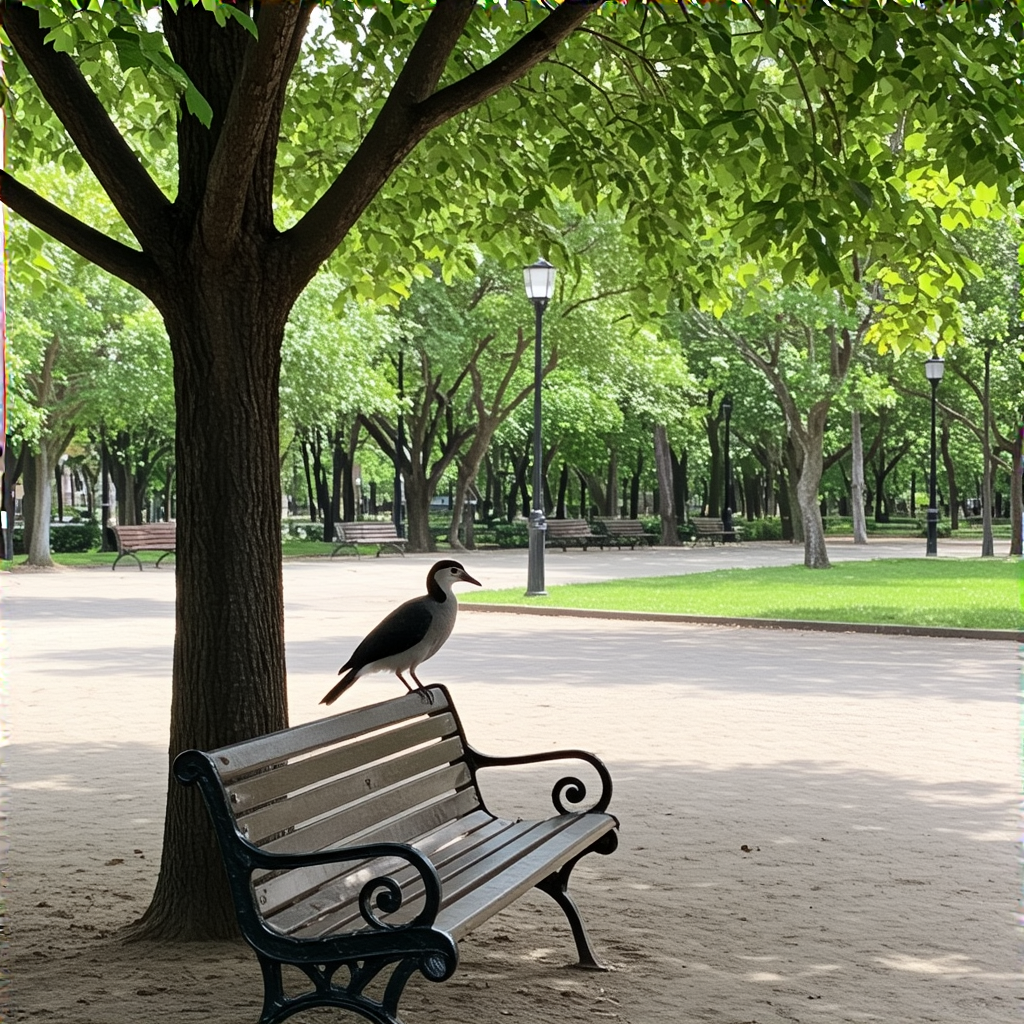 A bird perched on a branch, the branch extending from a tree