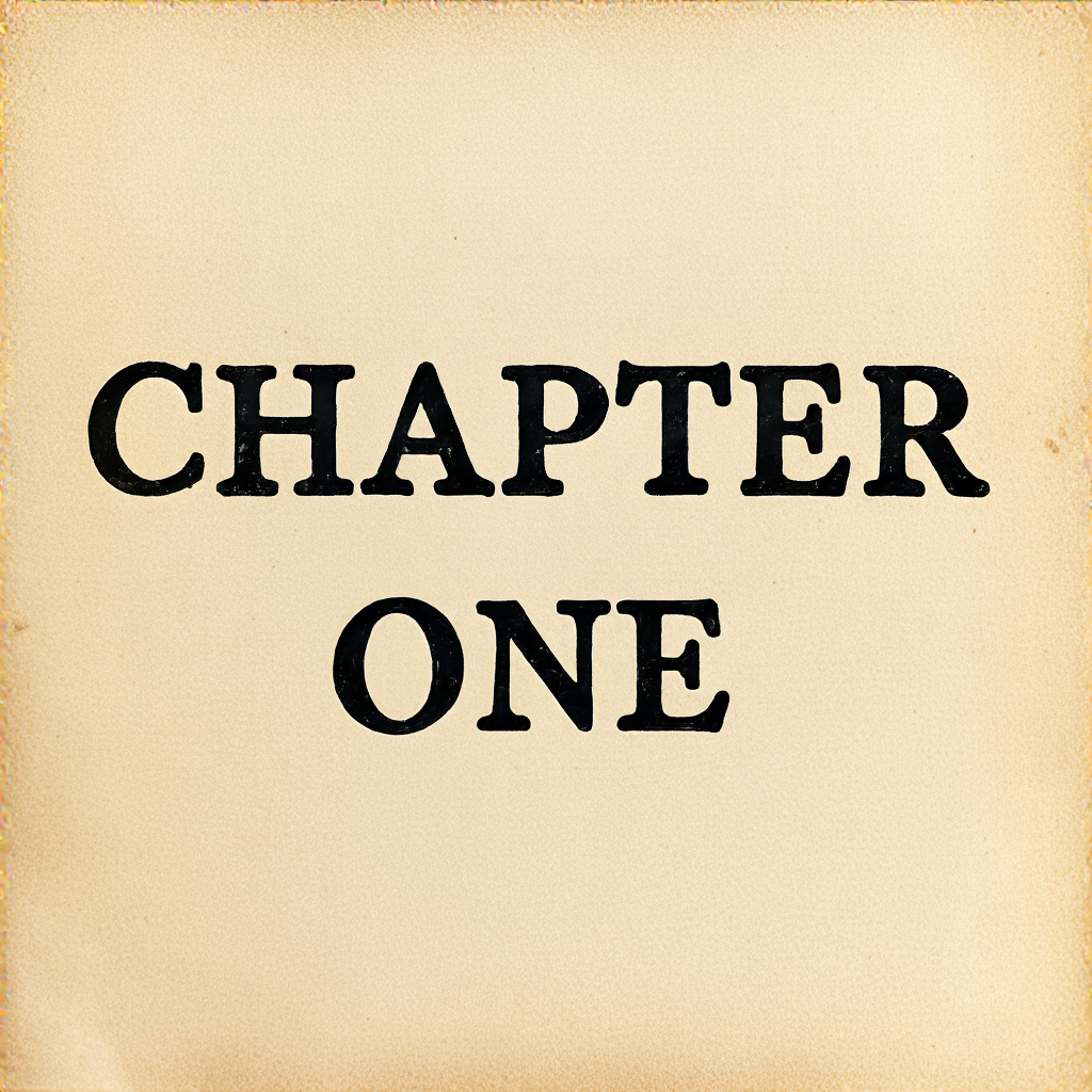 The word 'CHAPTER ONE' typed on aged paper with a vintage typewriter font, complete with slightly uneven ink